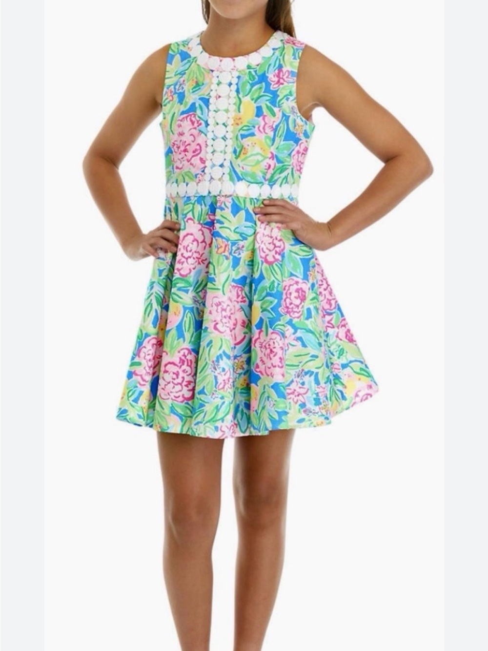 Lilly Pulitzer Girl’s size 10 Idala cotton dress in floral print “Garden Grove”
